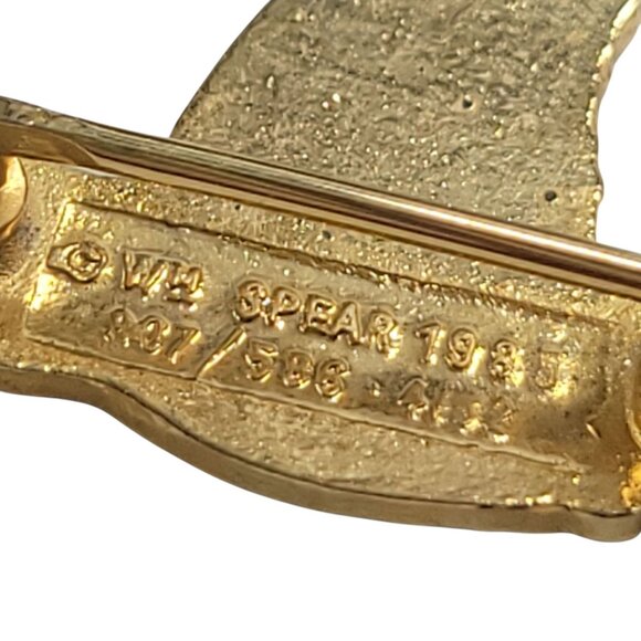 Vtg Cloisonne Ruby Throated Hummingbird Brooch Pin Signed WM Spear 1985 - Picture 2 of 6